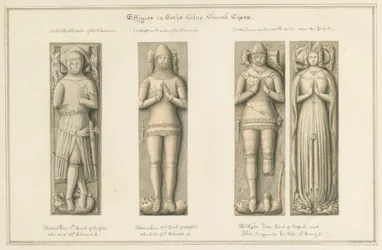 Essex - Igreja de Earls Colne - Efígies: desenho em sépia, 1824