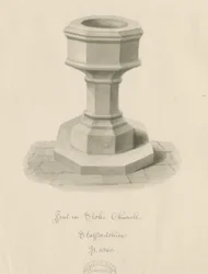 Igreja Font Stoke-upon-Trent: desenho em sépia