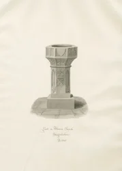 Fonte na Igreja de Alrewas: desenho sépia