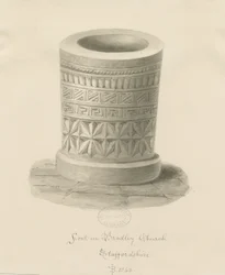 Fonte na Igreja de Bradley: desenho em sépia, 1842