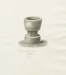 Fonte na Igreja de Dilhorne: desenho em sépia, 1847