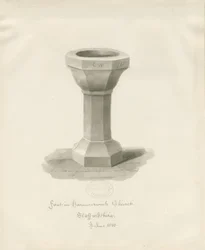 Fonte na Igreja de Hammerwich: desenho em sépia, junho de 1843 (desenho)