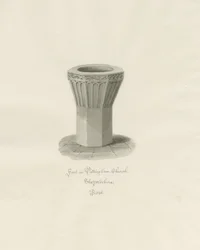 Fonte na Igreja de Pattingham: desenho em sépia, 1846