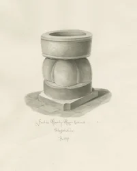 Fonte na Igreja Rowley Regis: desenho em sépia