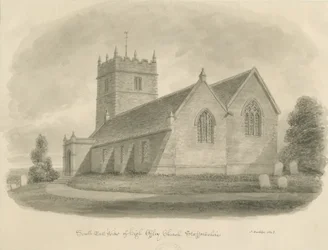 Igreja High Offley: desenho em sépia