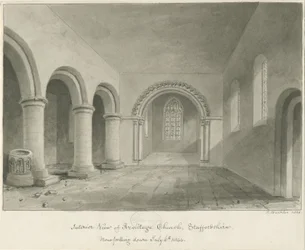 Interior da Igreja de Armitage: desenho em sépia, 6 de julho de 1844