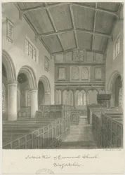 Interior da Igreja Caverswall: desenho sépia
