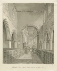 Interior da Igreja Eccleshall: desenho em sépia, 1842