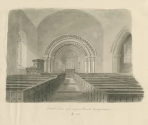 Interior da Igreja de Longdon: desenho sépia