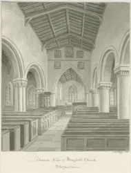 Interior da Igreja Mayfield: desenho lavado em sépia, 1844