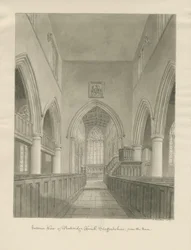 Interior da Igreja Penkridge: desenho em sépia