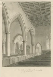 Interior da Igreja de Penkridge: desenho sépia