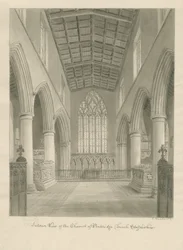 Interior da Igreja de Penkridge: desenho sépia