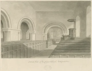 Interior da Igreja de Seighford: desenho sépia