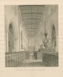 Interior da Igreja de Tamworth: desenho em sépia