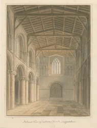 Interior da Igreja do Priorado de Tutbury: pintura em aquarela