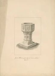 Lancashire - Igreja de Waddington - Fonte: desenho sépia, 1808