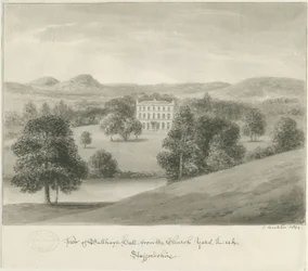 Leek - Ball Haye Hall: desenho sépia, 1844