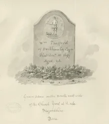 Igreja Leek - Lápide: desenho sépia