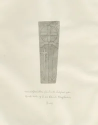 Igreja Leek - Lápide: desenho sépia