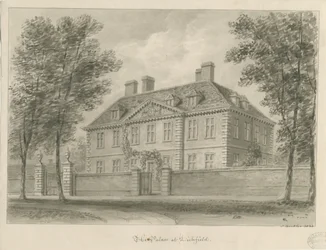 Lichfield - Palácio do Bispo em The Close: desenho sépia