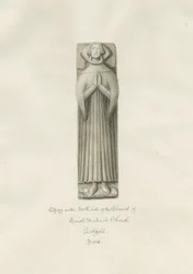 Lichfield - Efígie em Chancelaria da Igreja de São Miguel: desenho sépia