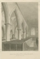 Lichfield - Interior da Igreja de St. Chad: desenho sépia
