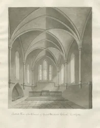 Lichfield - Interior da Igreja de São Miguel: desenho sépia
