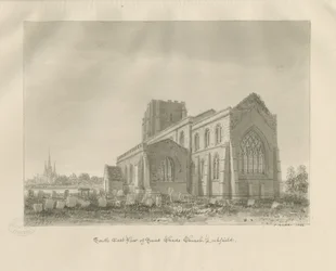 Lichfield - Igreja de St. Chad: desenho sépia