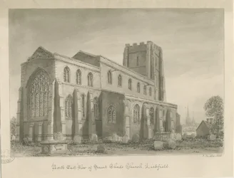 Lichfield - Igreja de St. Chad: desenho sépia