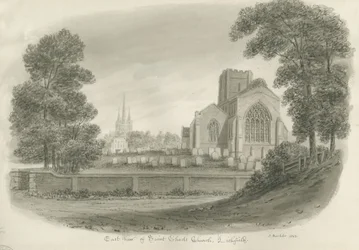 Lichfield - Igreja de St. Chad: desenho sépia