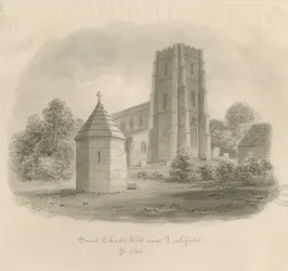 Lichfield - Poço de St. Chad: desenho sépia
