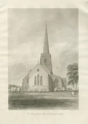 Lichfield - Igreja de São Miguel: desenho sépia