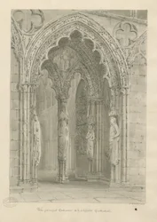 Catedral de Lichfield - Porta Oeste: desenho sépia
