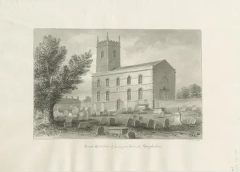 Igreja Longnor - &39;St. Giles &39;[St Batholomew]: desenho em sépia