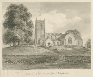 Igreja Madeley: desenho de lavagem sépia