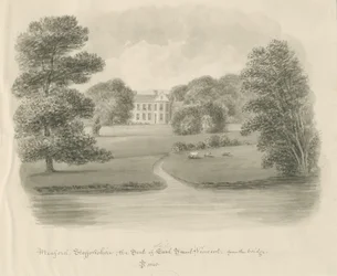 Meaford Hall: desenho de lavagem sépia