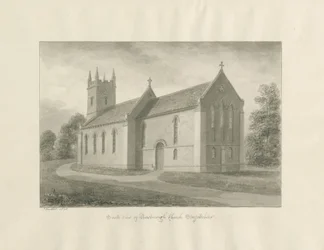 Igreja de Newborough: desenho de lavagem sépia