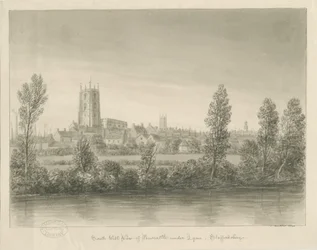 Newcastle-under-Lyme Town: desenho de lavagem sépia