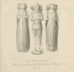 Igreja Norbury - Effigy [de Sir Edward Botiler]: desenho sépia