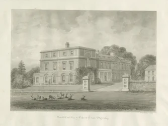 Okeover Hall: desenho em sépia, 1847