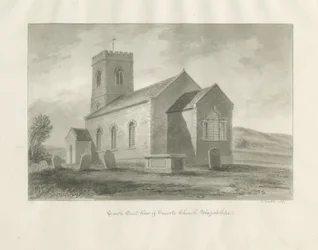 Igreja Onecote: desenho em sépia, 1847