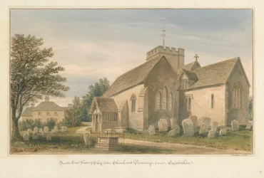 Oxfordshire - igreja de Shiplake e casa do parsonage, 1830