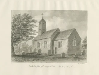 Patshull - Igreja Boningale: desenho de lavagem sépia