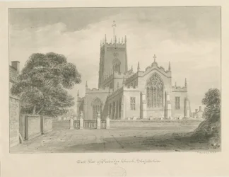 Igreja Penkridge: desenho em sépia