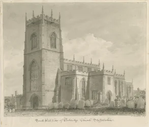 Igreja de Penkridge: desenho em sépia, 1837