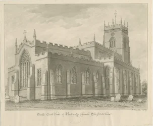 Igreja de Penkridge: desenho em sépia, 1837