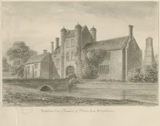 Pillaton Hall: desenho sépia, 1841