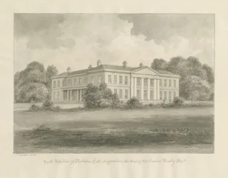 Rolleston Hall: desenho sépia