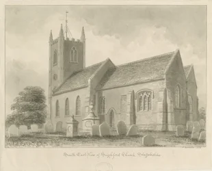 Igreja de Seighford: desenho em sépia, 1842